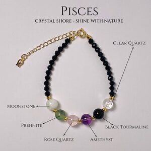 Pisces Crystal Bracelet - Handcrafted Natural Crystal 12 Constellation Bracelet